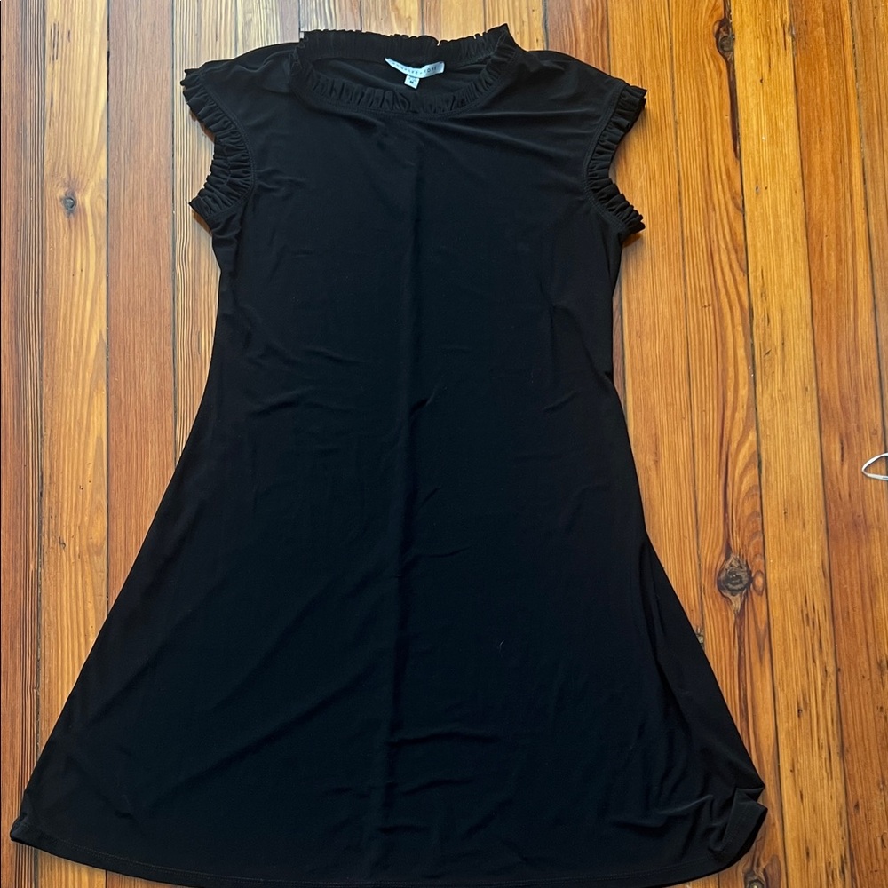 Annalee + Hope Black Ruffle Cap Sleeve Midi Dress
